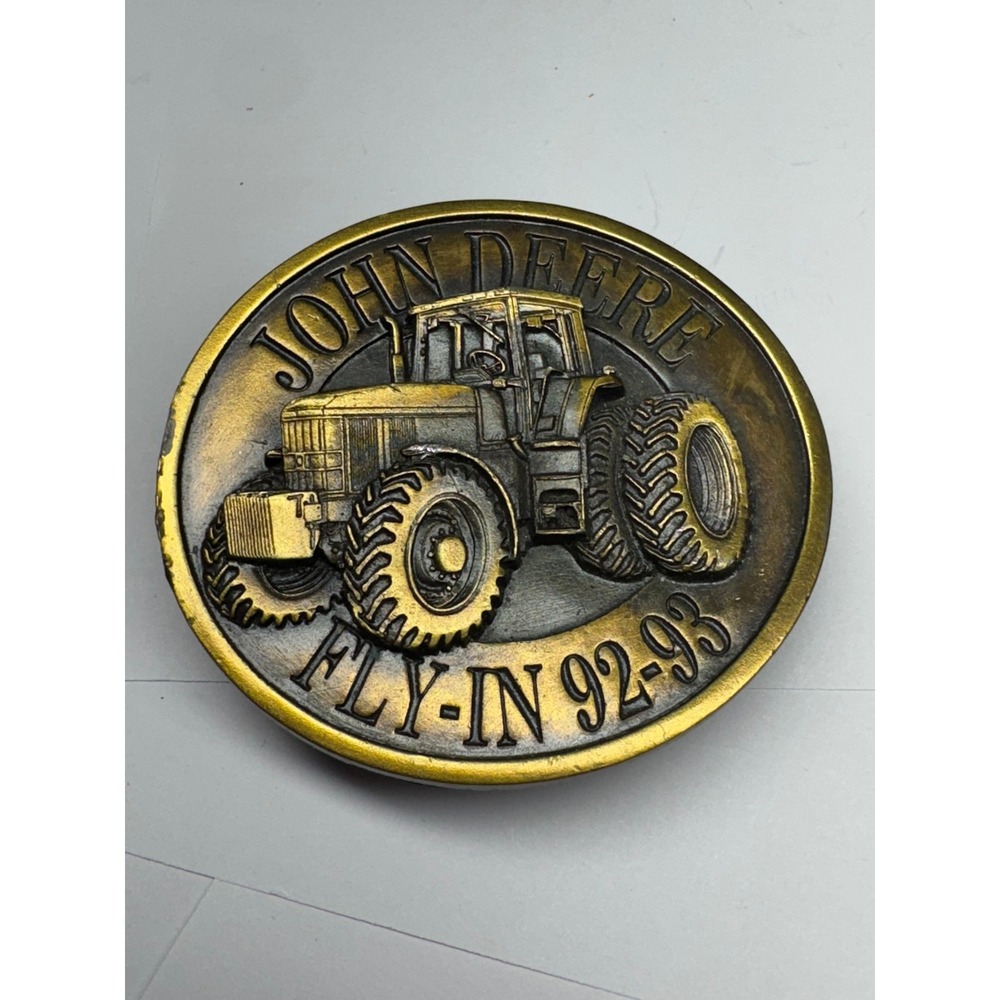 Vintage John Deere Fly-In 92-93 Tractor Belt Buckle Bergamot Brass Works USA